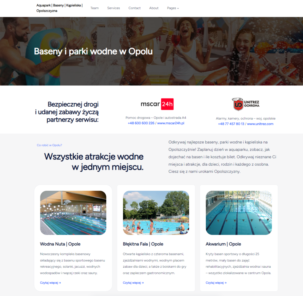 Strona internetowa Aquapark Opole